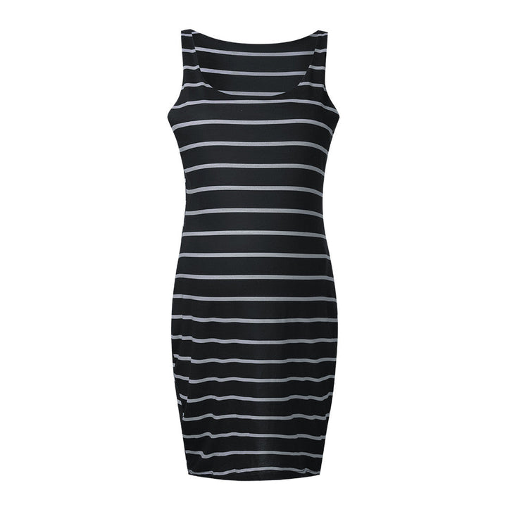 Discover the Comfort and Style of Our Striped Maternity Vest Dress