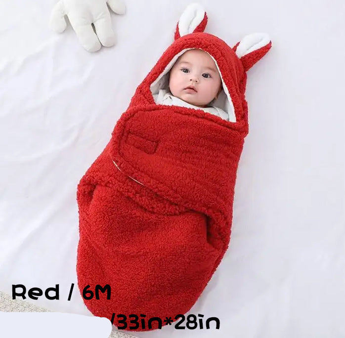 Super Soft Fleece Baby Sleeping Bag Swaddle with Head Support