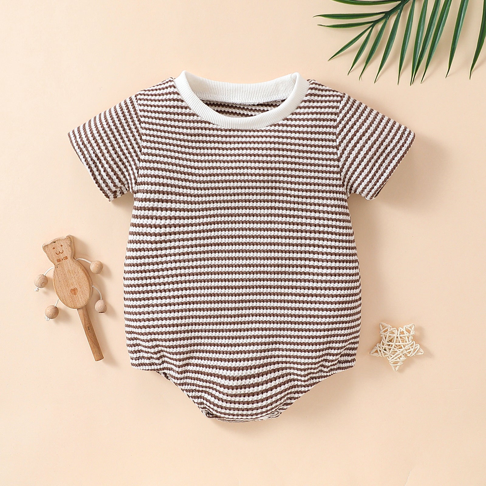 Striped Cotton Baby Short Sleeve Triangle Romper Unisex