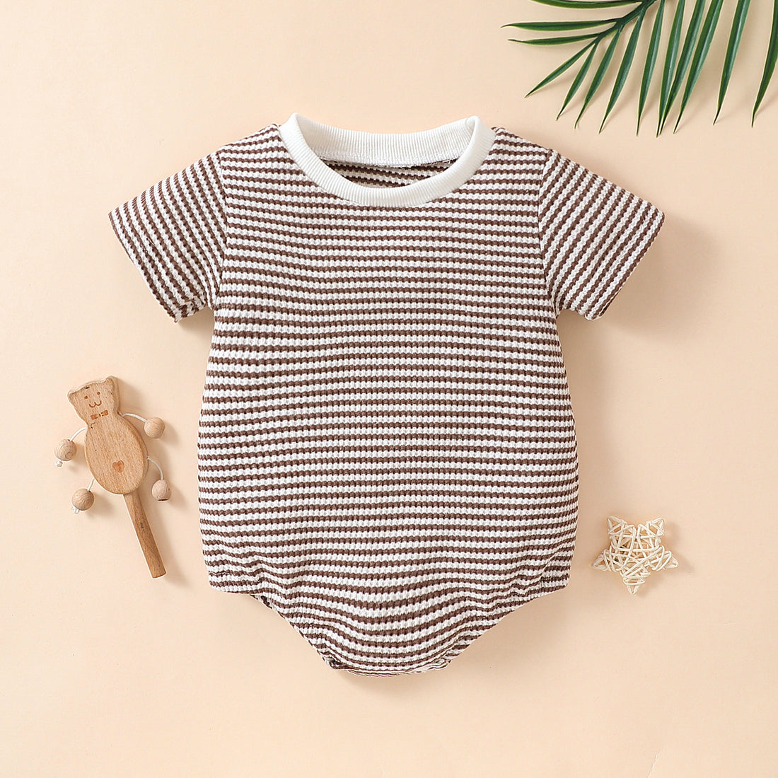 Striped Cotton Baby Short Sleeve Triangle Romper Unisex