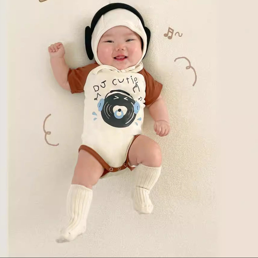 Baby DJ Print Romper Cute Modeling Jumpsuit