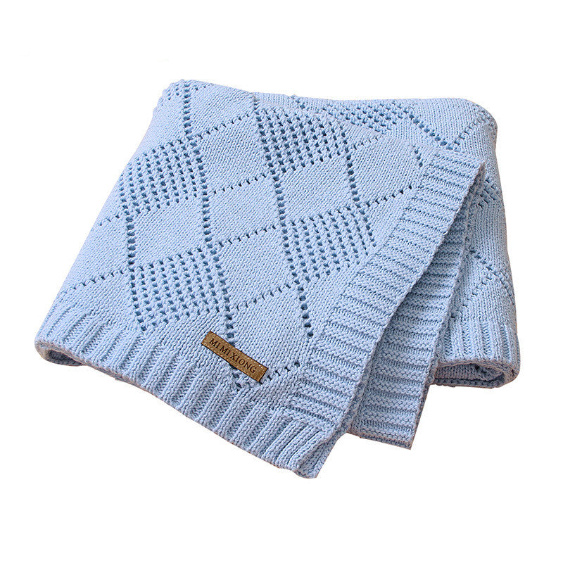 Solid Color Knitted Baby Blanket Quilt for Newborn Warm Comfort