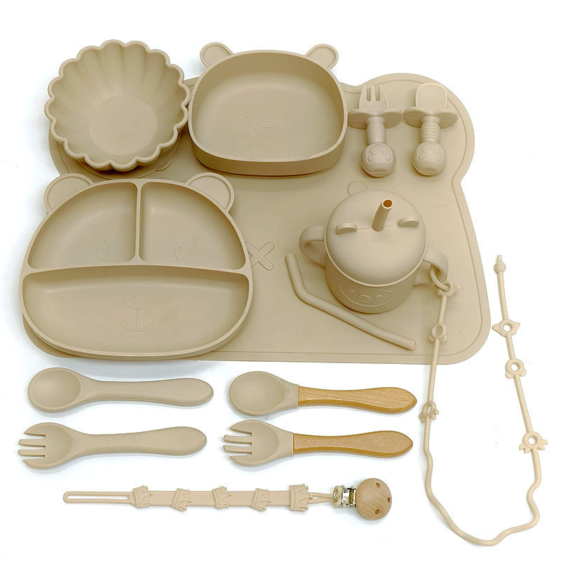 Silicone Baby Feeding Bowl And Spoon Set Plate For Meals