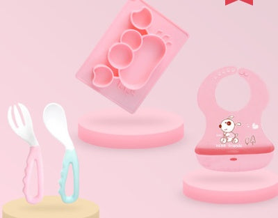 Silicone Baby Suction Bowl Cartoon Learning Feeding Bowl