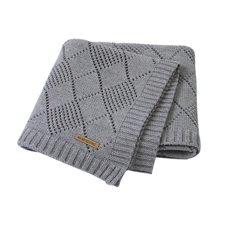 Solid Color Knitted Baby Blanket Quilt for Newborn Warm Comfort