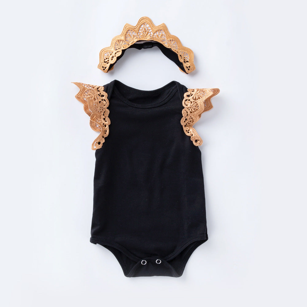 Baby Girl Sleeveless Wing Romper Jumpsuit