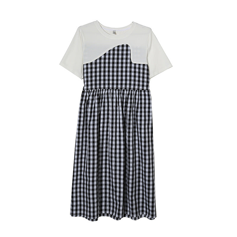 Plaid Stitching Maternity Dress for Comfortable Pregnancy Wear