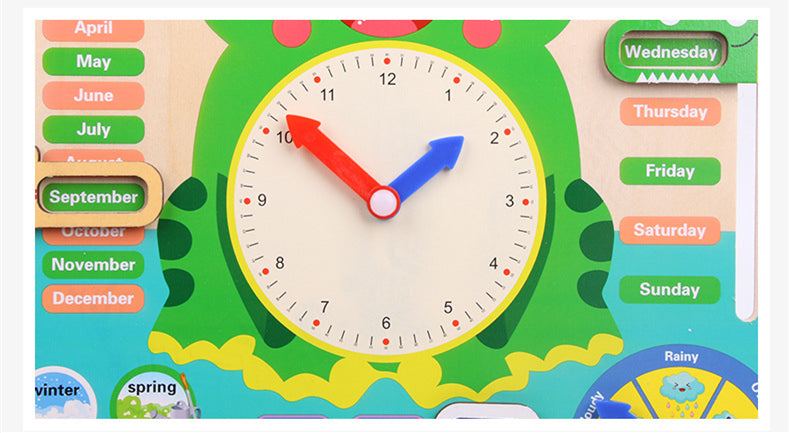 Montessori Wooden Weather Season Calendar Clock Educational Cognition Toy for Preschool Children