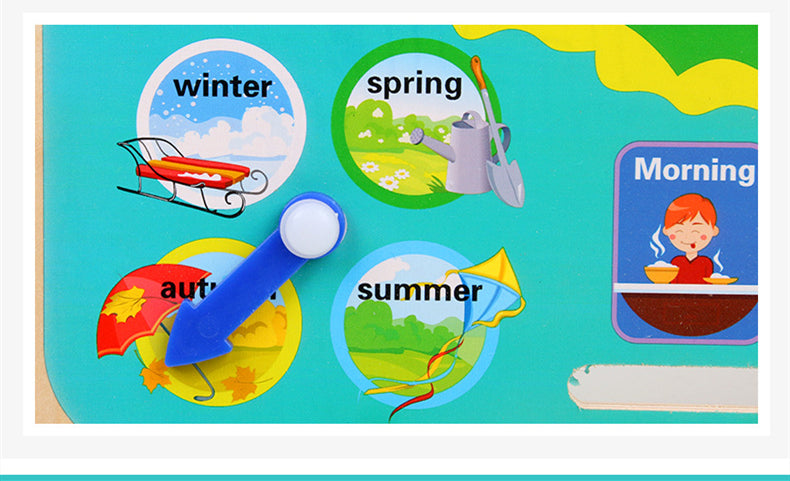 Montessori Wooden Weather Season Calendar Clock Educational Cognition Toy for Preschool Children