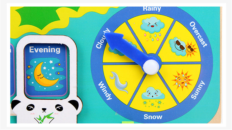 Montessori Wooden Weather Season Calendar Clock Educational Cognition Toy for Preschool Children