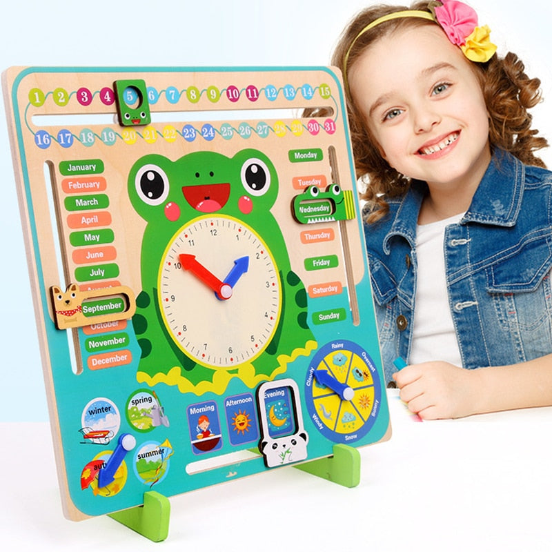 Montessori Wooden Weather Season Calendar Clock Educational Cognition Toy for Preschool Children
