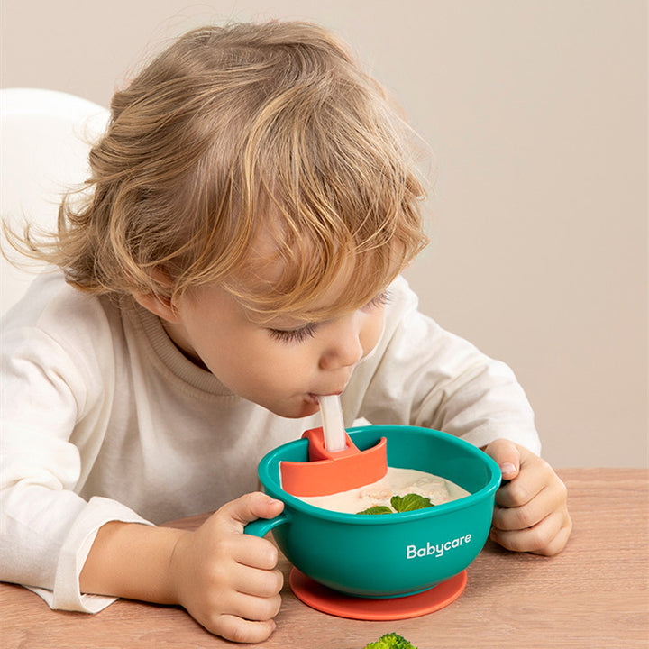3 In 1 Baby Feeding Bowl with Straw and Suction Handle