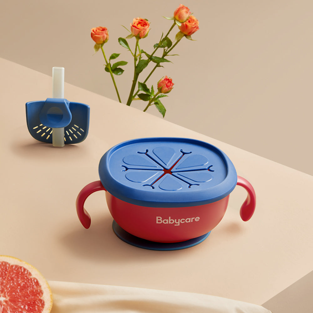3 In 1 Baby Feeding Bowl with Straw and Suction Handle
