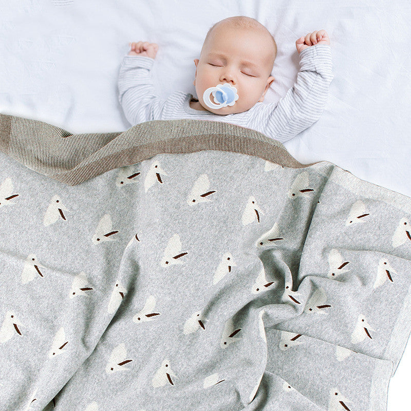 Knitted Bunny Baby Blanket Windproof Cover for Newborn Comfort