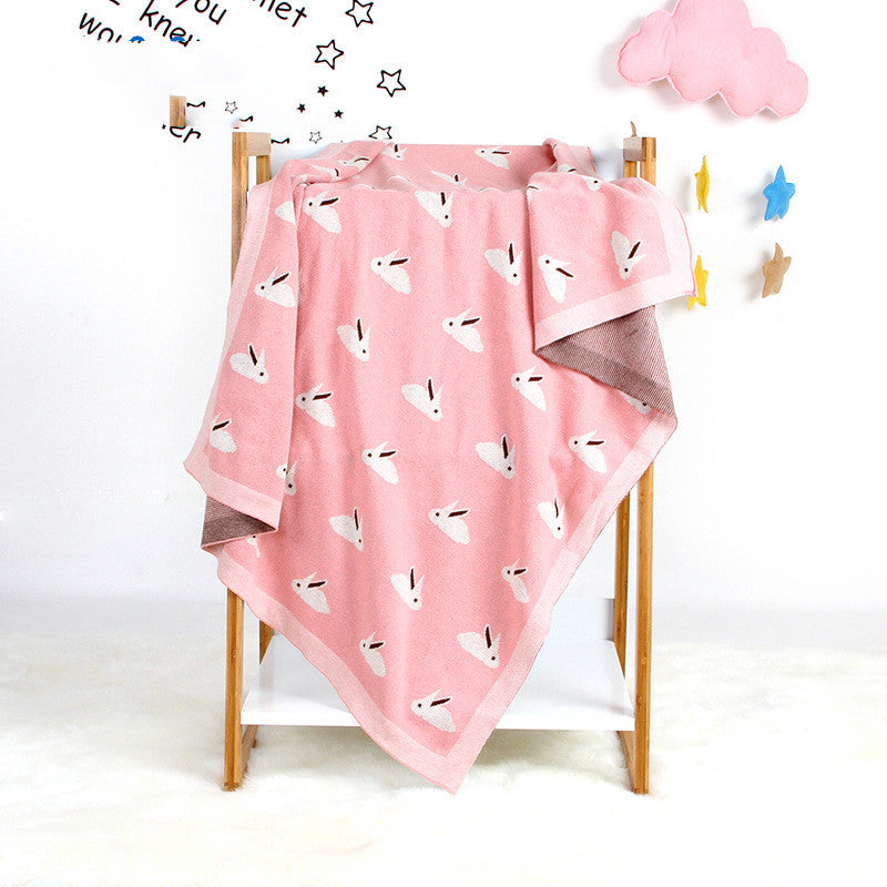 Knitted Bunny Baby Blanket Windproof Cover for Newborn Comfort