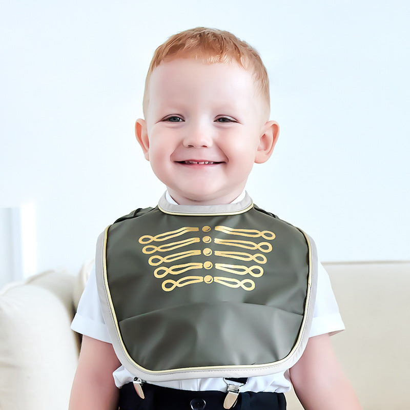 Waterproof Baby Bib with Rice Pocket for Infant Feeding