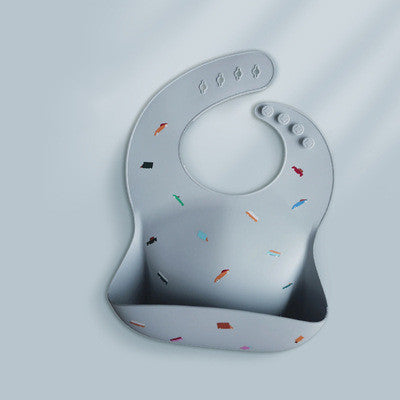 Waterproof Silicone Baby Feeding Bib with Rice Pocket