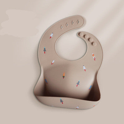 Waterproof Silicone Baby Feeding Bib with Rice Pocket