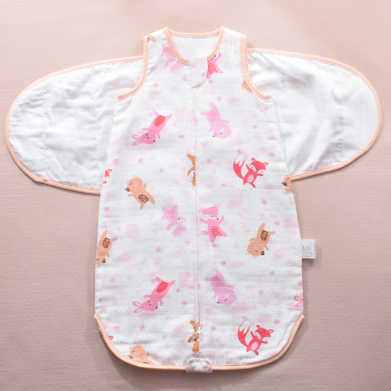 Infant Gauze Swaddle Sleeping Bag Wrap with Baby Wings