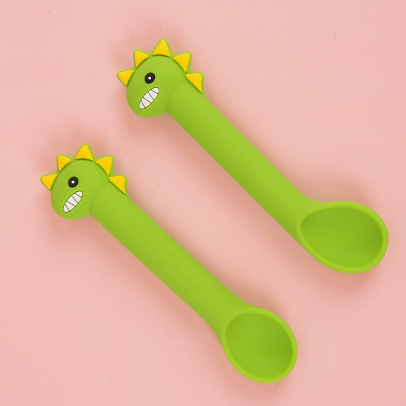 Silicone Baby Training Spoon Soft Cartoon Feeding Tableware