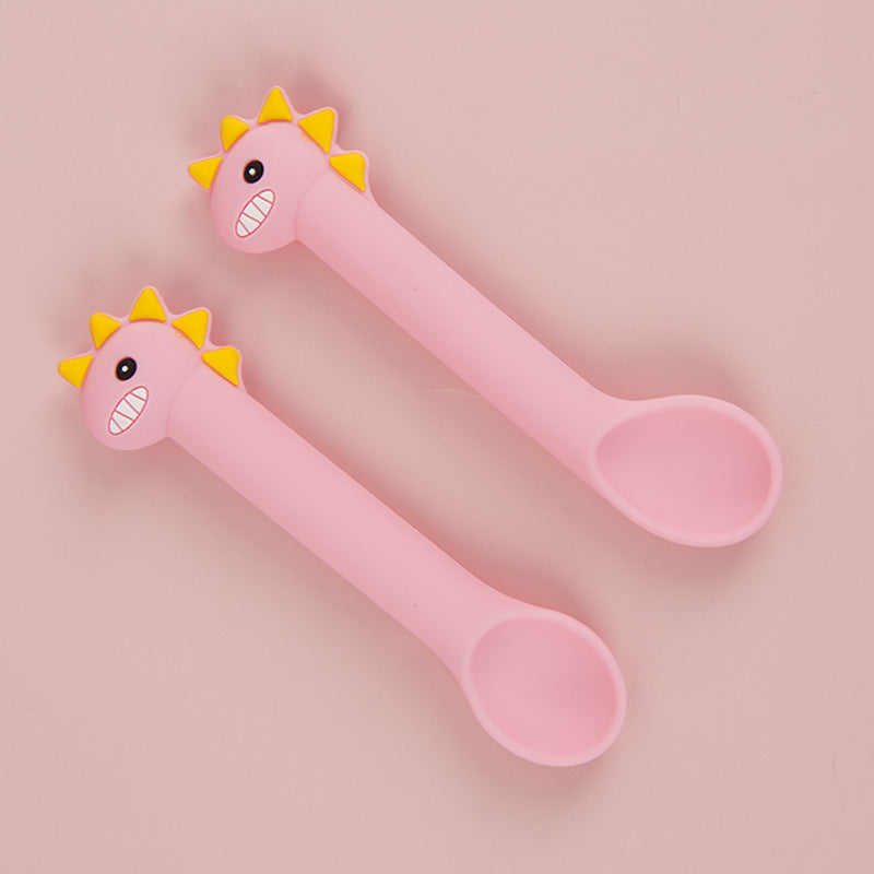 Silicone Baby Training Spoon Soft Cartoon Feeding Tableware