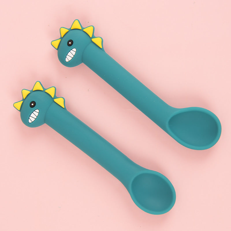 Silicone Baby Training Spoon Soft Cartoon Feeding Tableware