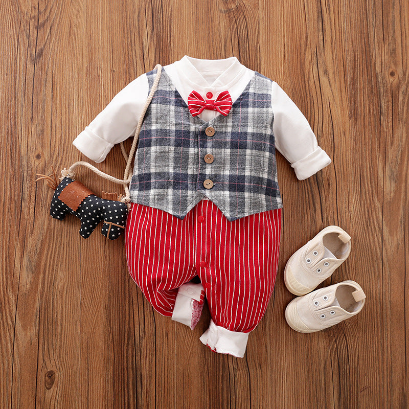 Baby Long Sleeve Gentleman Jumpsuit For Spring And Autumn