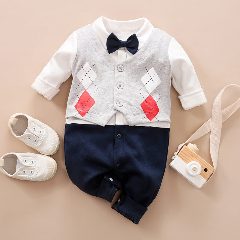 Baby Long Sleeve Gentleman Jumpsuit For Spring And Autumn