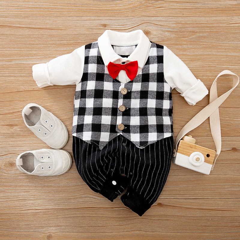 Baby Long Sleeve Gentleman Jumpsuit For Spring And Autumn