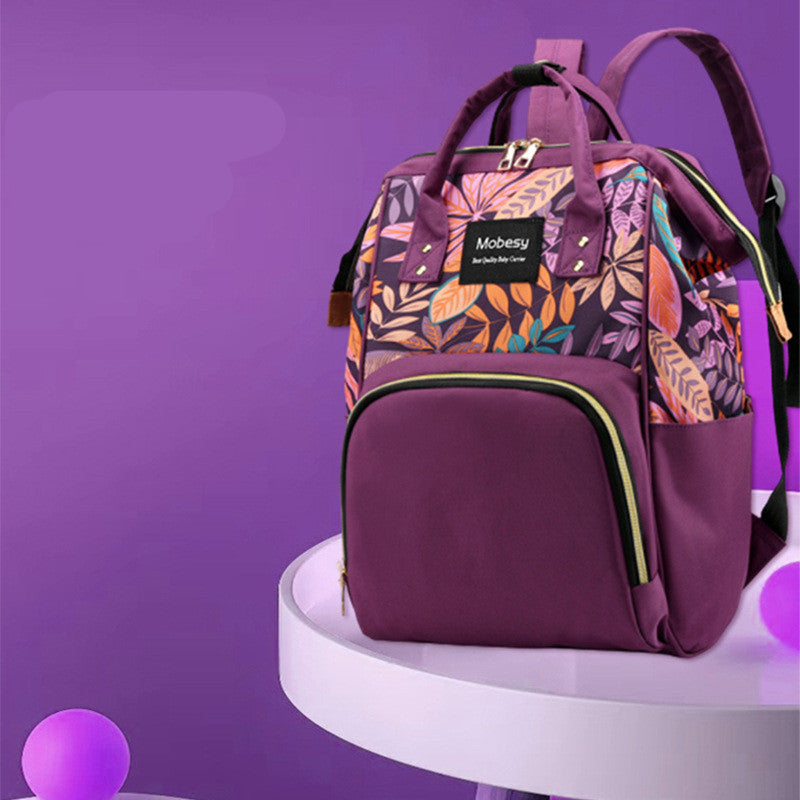 Multifunctional Baby Diaper Backpack with Bottle Storage for Mothers