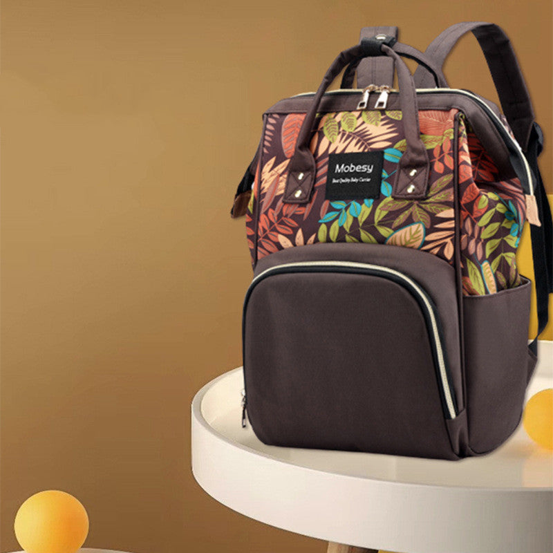 Multifunctional Baby Diaper Backpack with Bottle Storage for Mothers