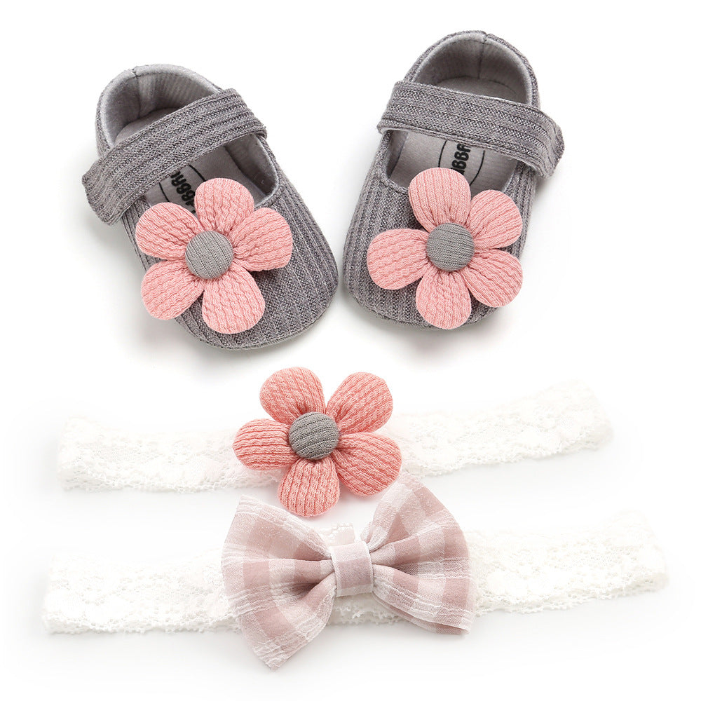 Baby Headband And Toddler Shoes Set