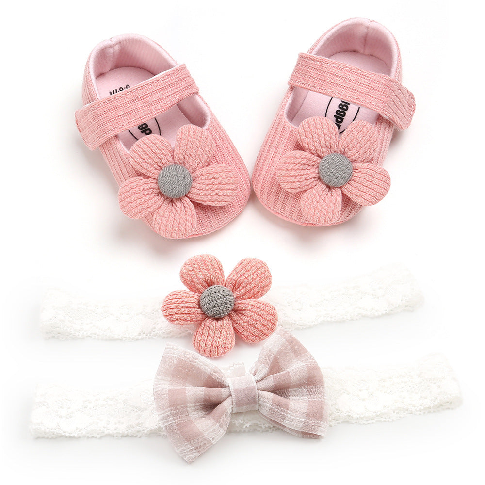 Baby Headband And Toddler Shoes Set