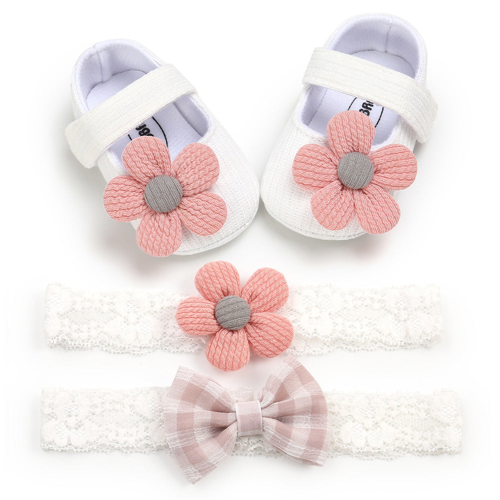 Baby Headband And Toddler Shoes Set