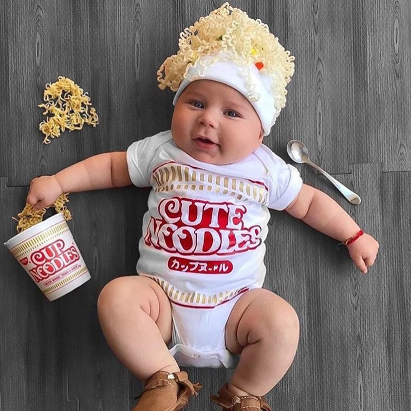 Cute Noodles Baby Short Sleeve Triangle Romper
