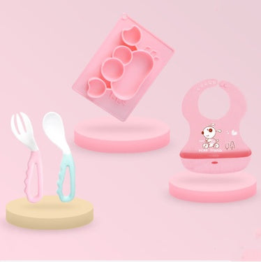 Silicone Baby Suction Bowl Cartoon Learning Feeding Bowl
