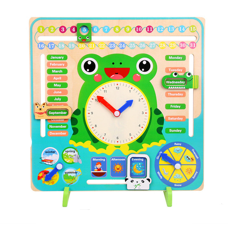 Montessori Wooden Weather Season Calendar Clock Educational Cognition Toy for Preschool Children