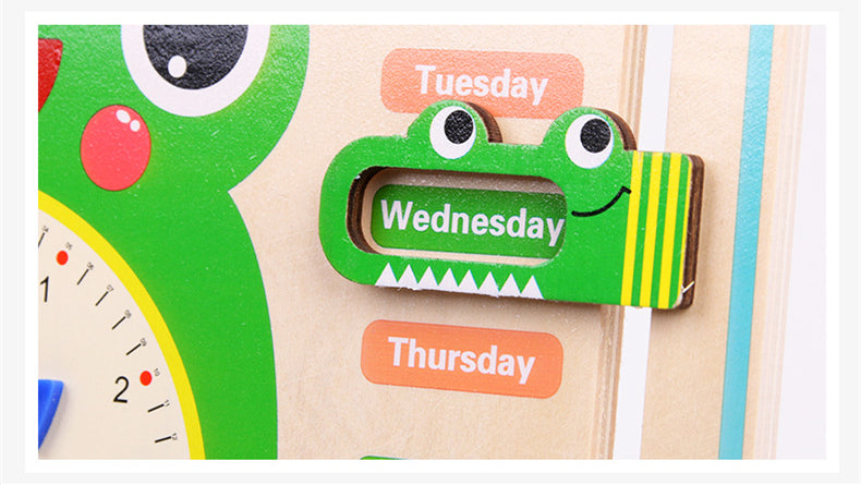 Montessori Wooden Weather Season Calendar Clock Educational Cognition Toy for Preschool Children