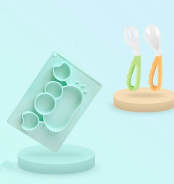 Silicone Baby Suction Bowl Cartoon Learning Feeding Bowl