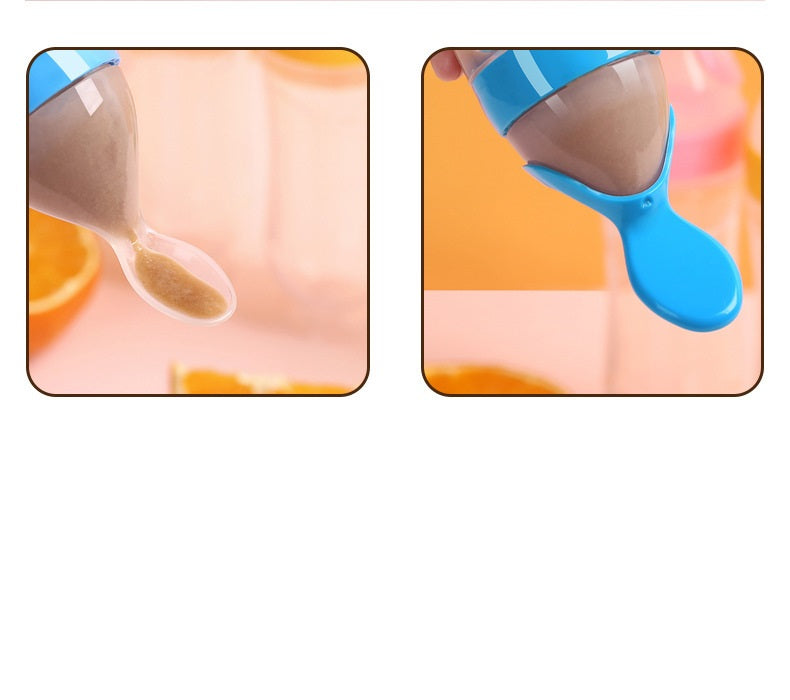 Silicone Squeeze Baby Feeding Bottle Spoon for Rice Paste Training
