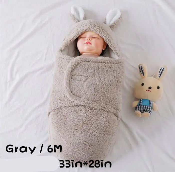 Super Soft Fleece Baby Sleeping Bag Swaddle with Head Support