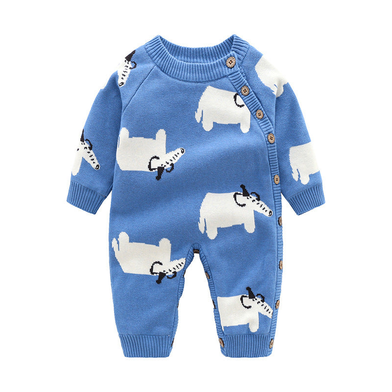 Newborn Baby Crawling Outfit With Thick Warm Harness