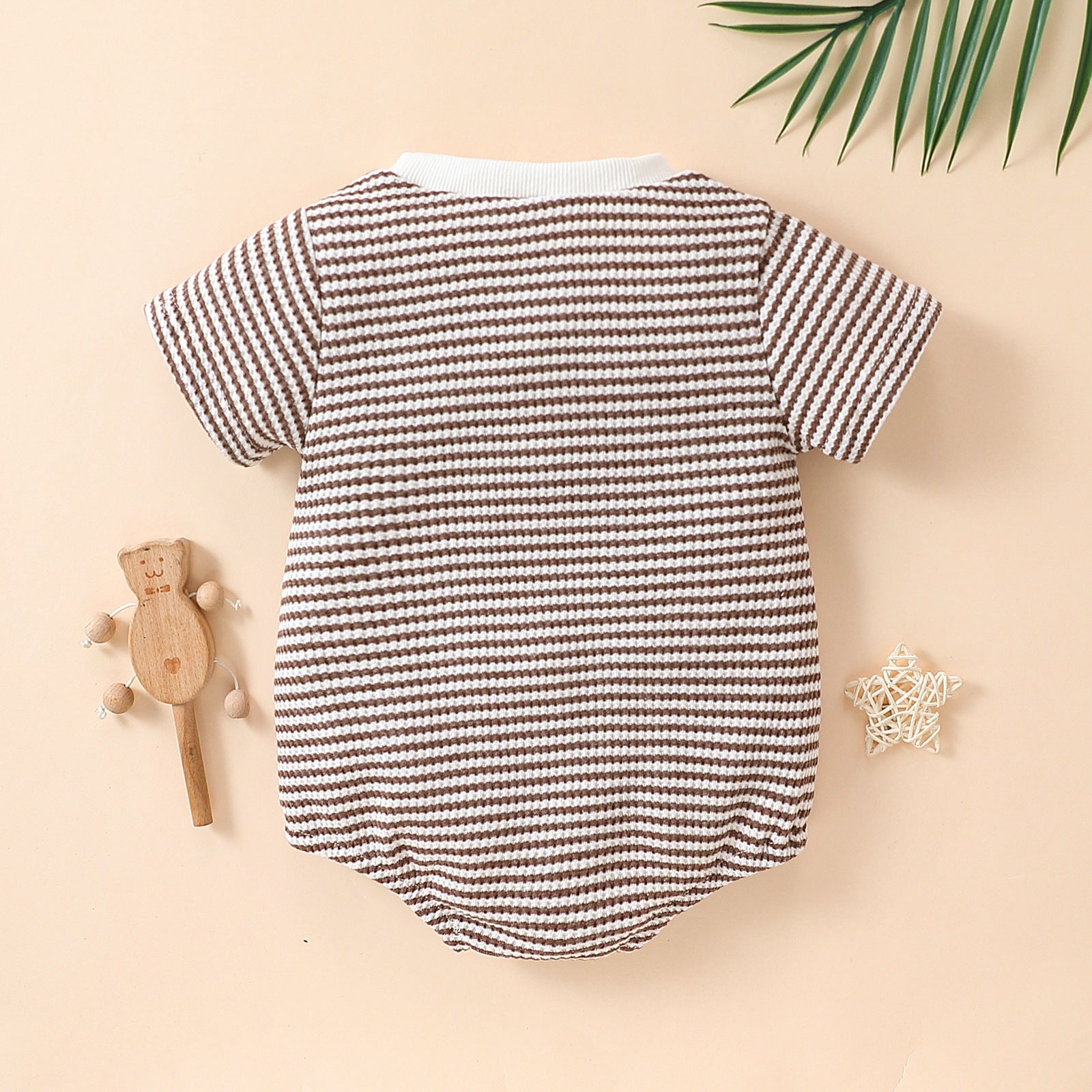 Striped Cotton Baby Short Sleeve Triangle Romper Unisex