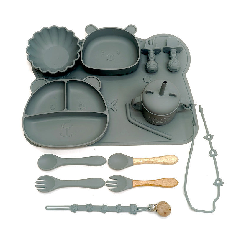Silicone Baby Feeding Bowl And Spoon Set Plate For Meals
