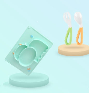 Silicone Baby Suction Bowl Cartoon Learning Feeding Bowl