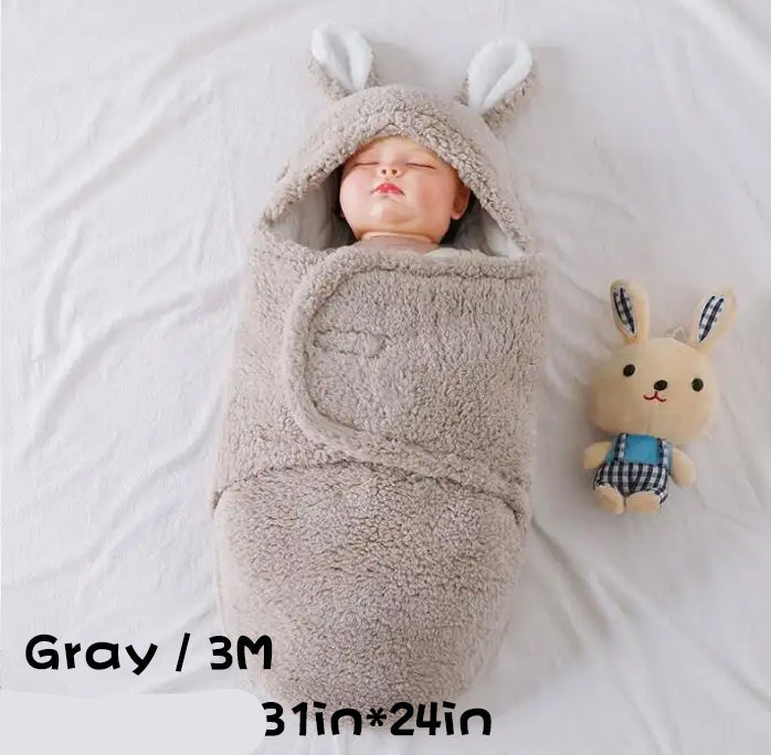 Super Soft Fleece Baby Sleeping Bag Swaddle with Head Support