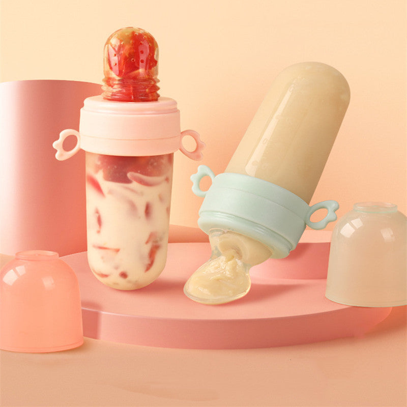 Silicone Squeeze Baby Rice Cereal Feeding Bottle with Spoon Net