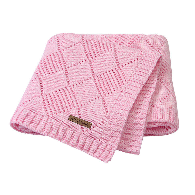 Solid Color Knitted Baby Blanket Quilt for Newborn Warm Comfort