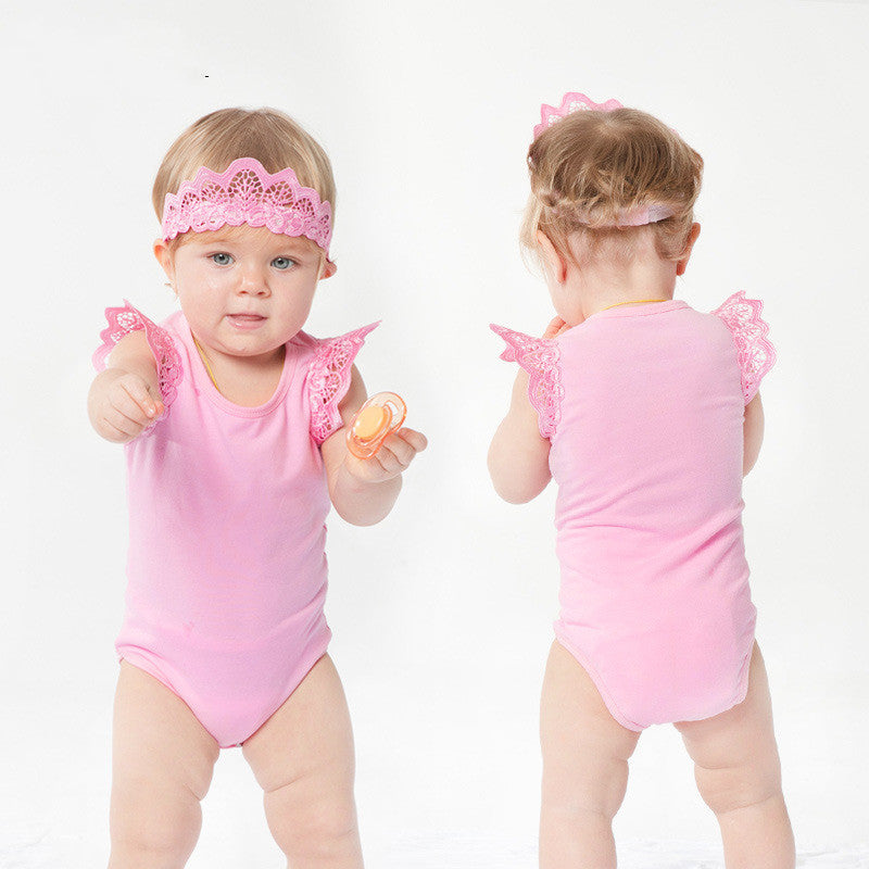 Baby Girl Sleeveless Wing Romper Jumpsuit