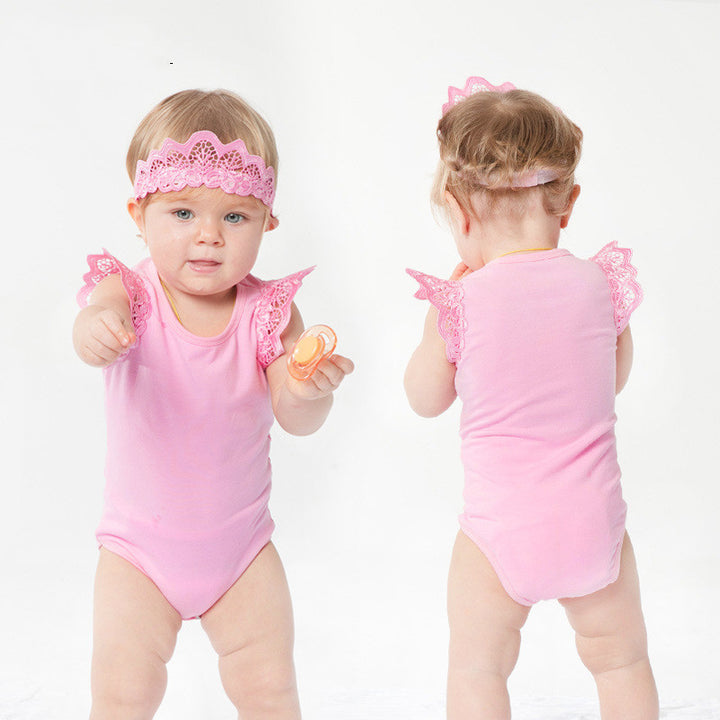 Baby Girl Sleeveless Wing Romper Jumpsuit